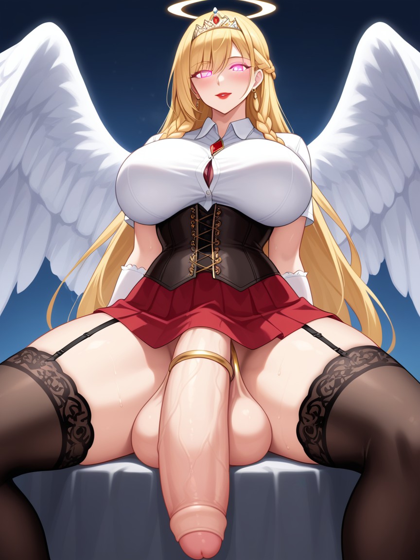 Corset, Oiled Skin, Impossibly Long Hyper Penis Shemale AI Porn