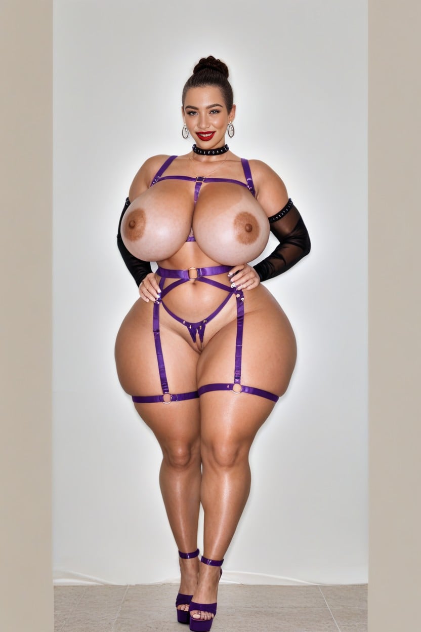 Mesh Net In Harness, Lean Waist, Seductive Look AI Porn