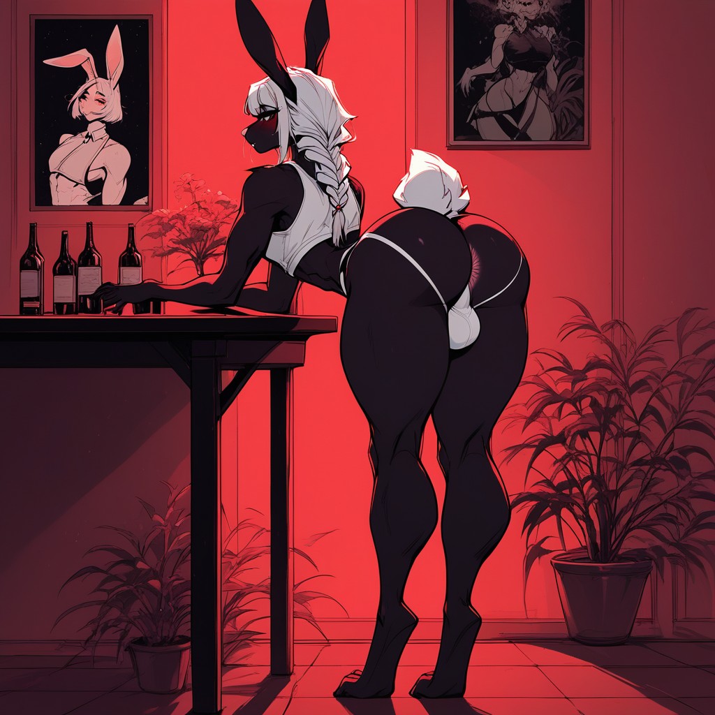 Panting, Saturated Colors, Leaning Forward On Table Furry AI Porn