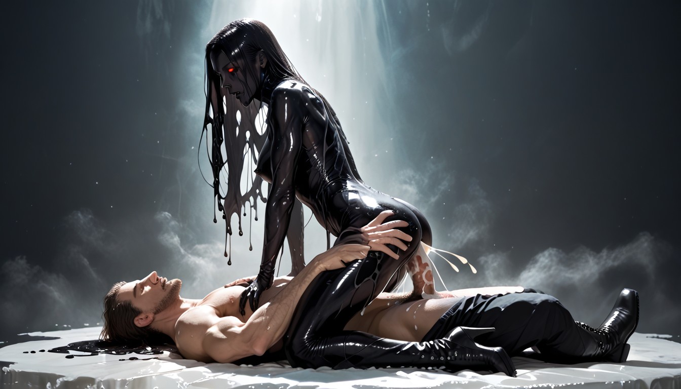 Excessive Cum, Black Boots, Fucking A Naked Woman AI Porn