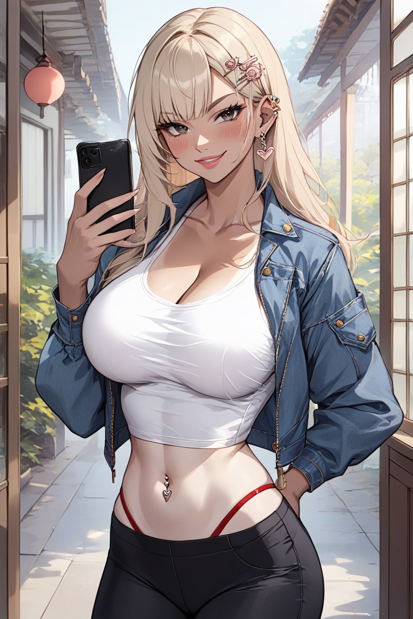 Lace Red Thong, Smug Expression, Very Waist AI Porn