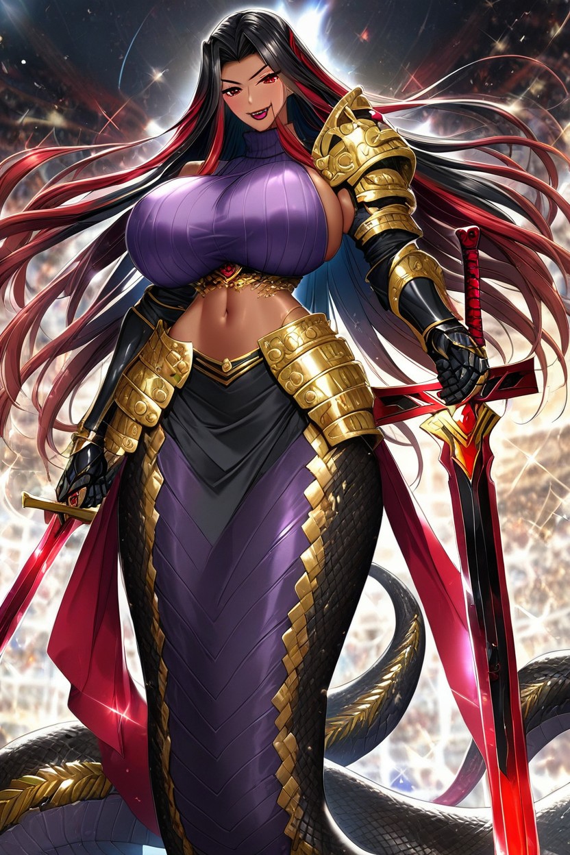 Lamia, Carrying Red Sword In Left Hand, Azami From Pokmon" Cosplay Furry AI Porn