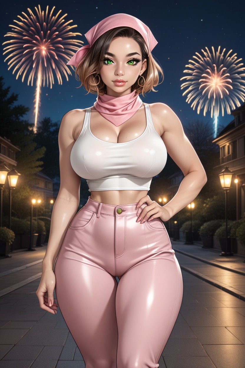 Albino, Girl, Brunette Hentai AI Porn