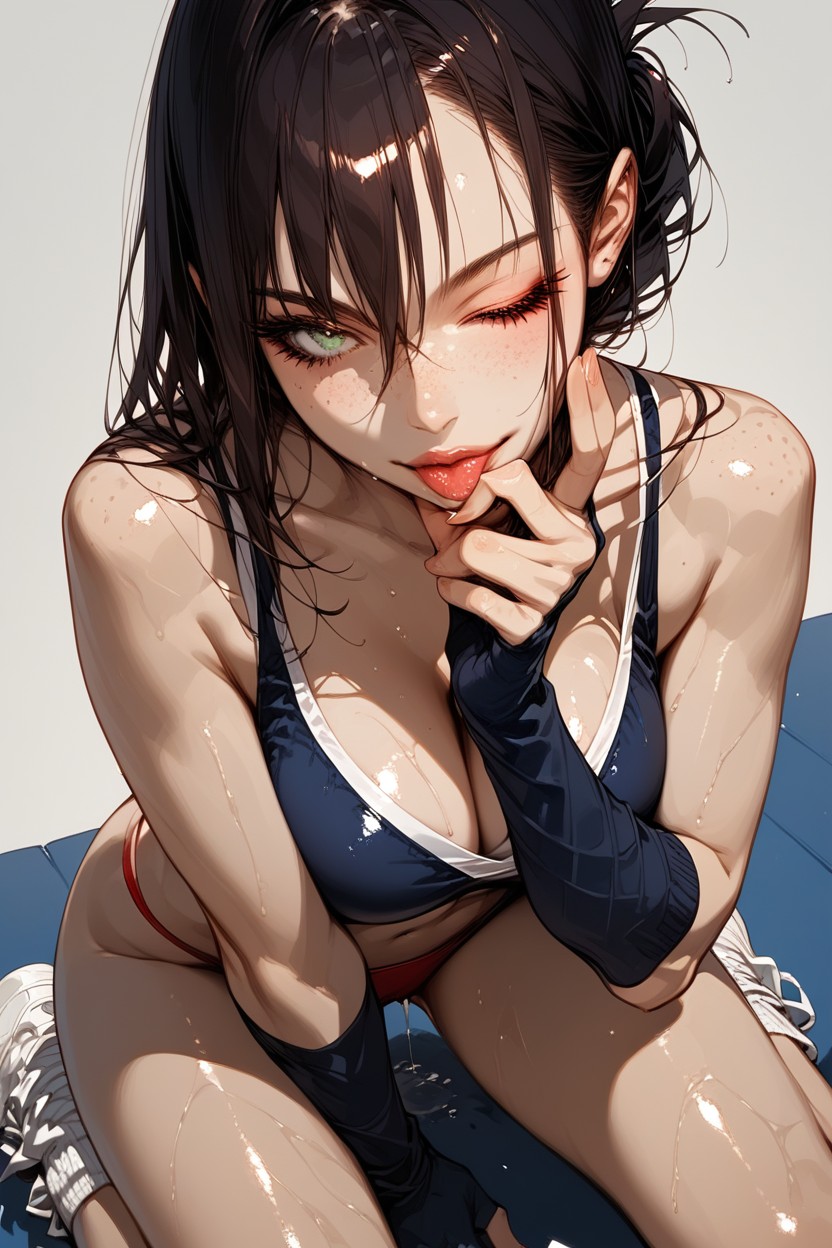 18+, Squeezing Breast, Oiled Skin Hentai AI Porn
