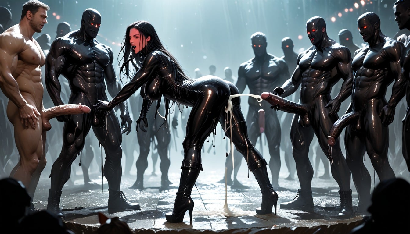 Penis Coated By Black Goo, Rave, Fucking In The Middle Of Dancers On The Same Level With Them AI Porn
