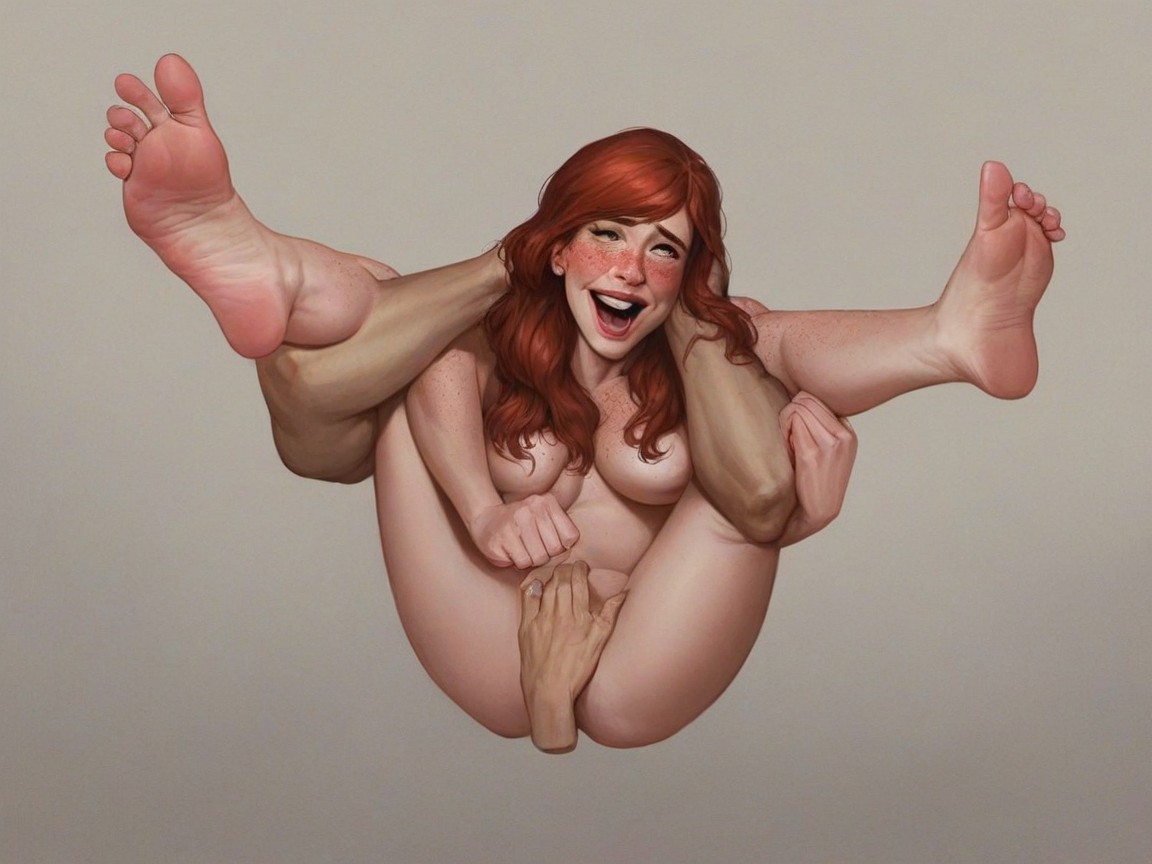 Freckles, Skinny, Blank White Background AI Porn