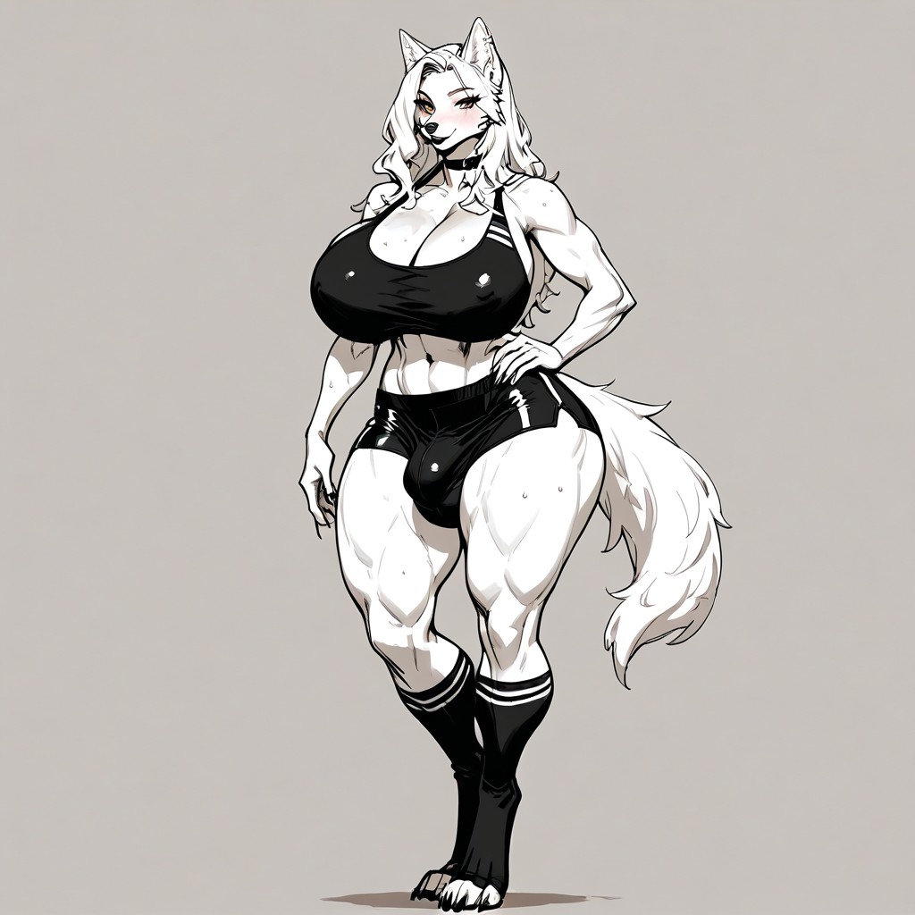 In Heat, Cock Bulge, White Fur Furry AI Porn