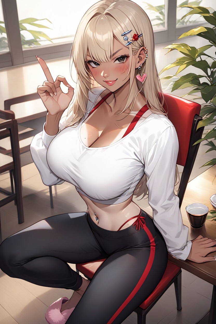 Tight White Top, Squeezing Breast, Long Sleeves AI Porn