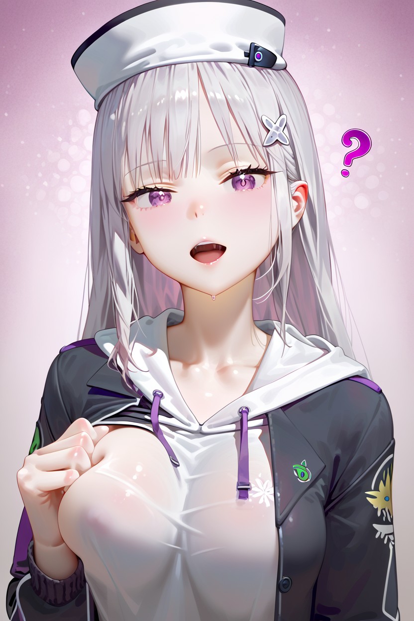 Mouth Open, Emilia From Rezero, Shoulder Exposed Hentai AI Porn