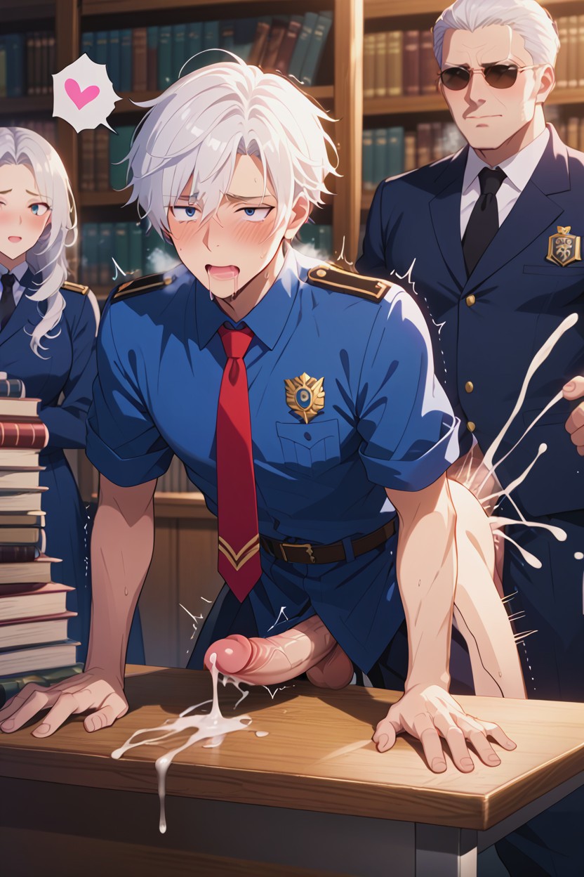 On The Desk, Blushed, 18+ AI Gay Porn