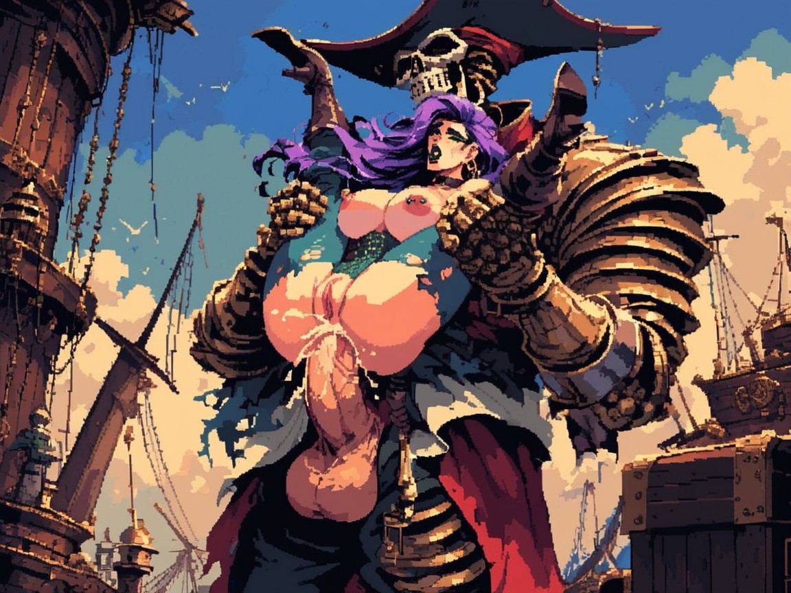 Black Lip Gloss, Thick Lips, Location Pirate Ship AI Porn