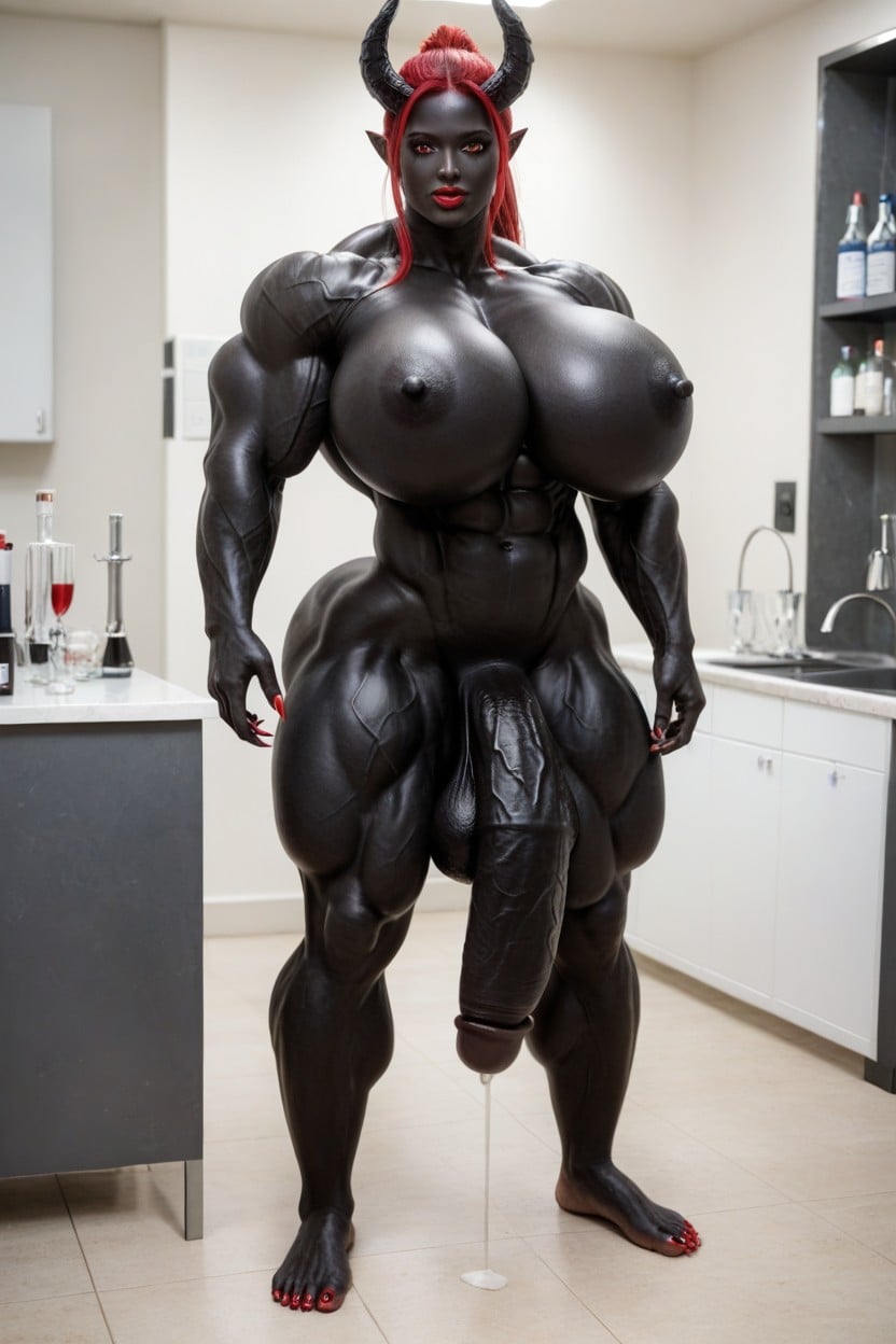 Venom Futanari, Full Body, Standing Shemale AI Porn