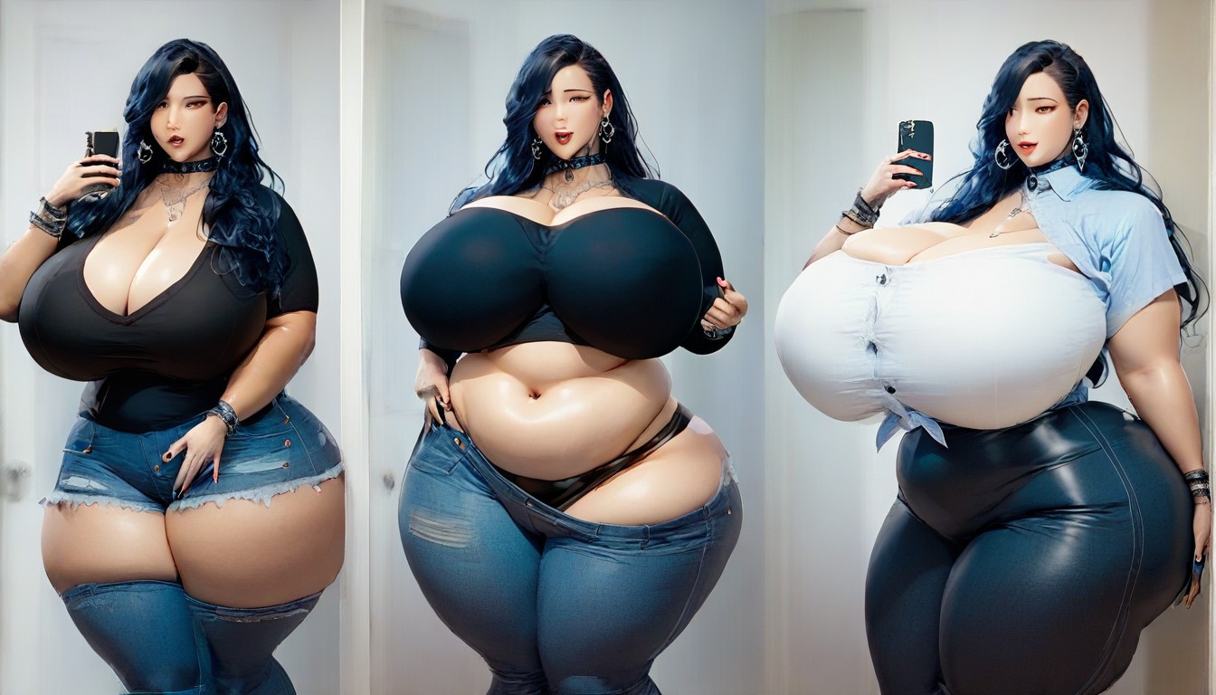 Hyper Mega Fat Ass Expansion, The Most Perfect Face, Hyper Fat Thick Curvy Fuller Figured Asian American College Woman BBW AI Porn