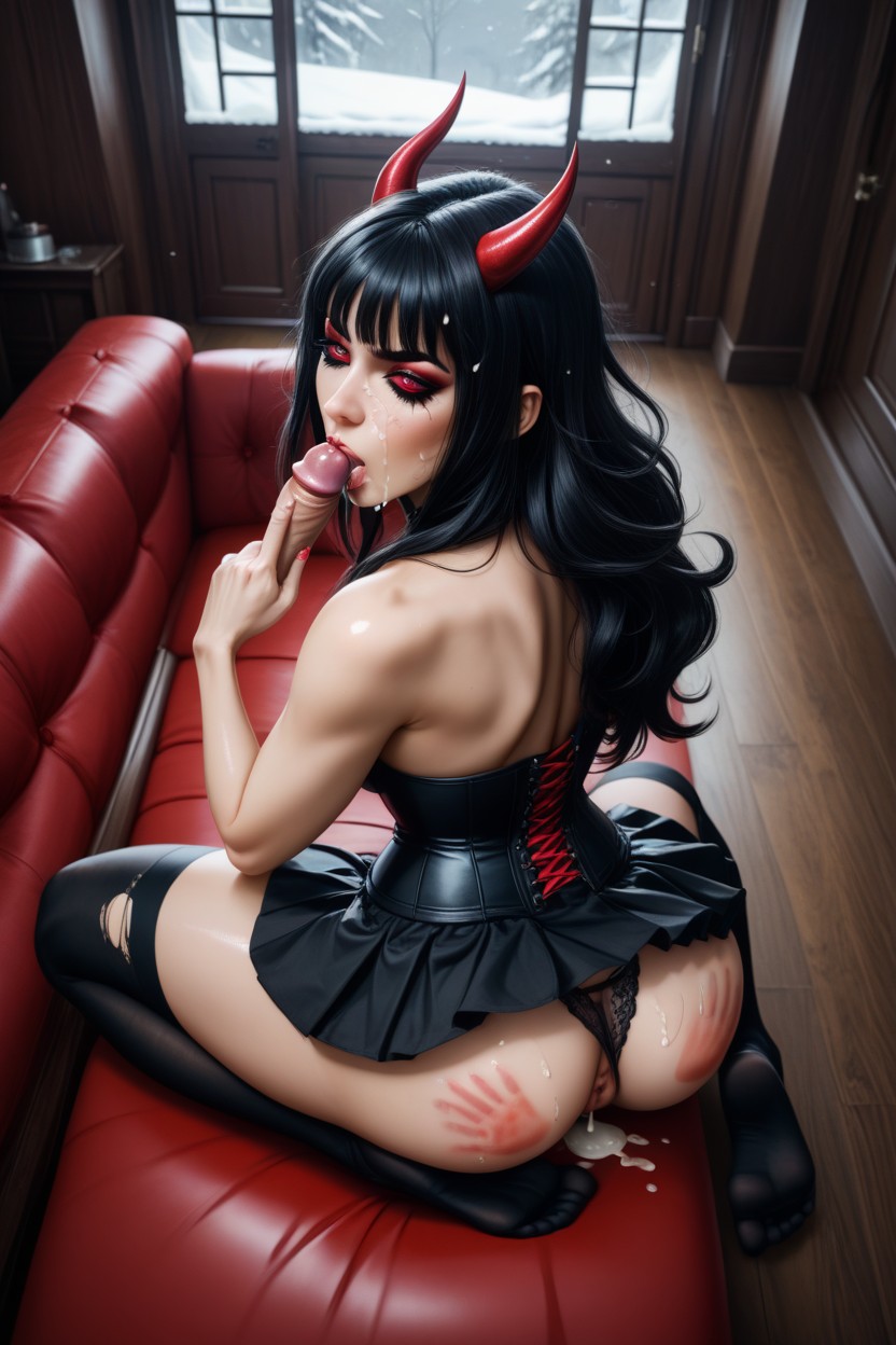 Goth, Straight, Clenched Teeth AI Porn