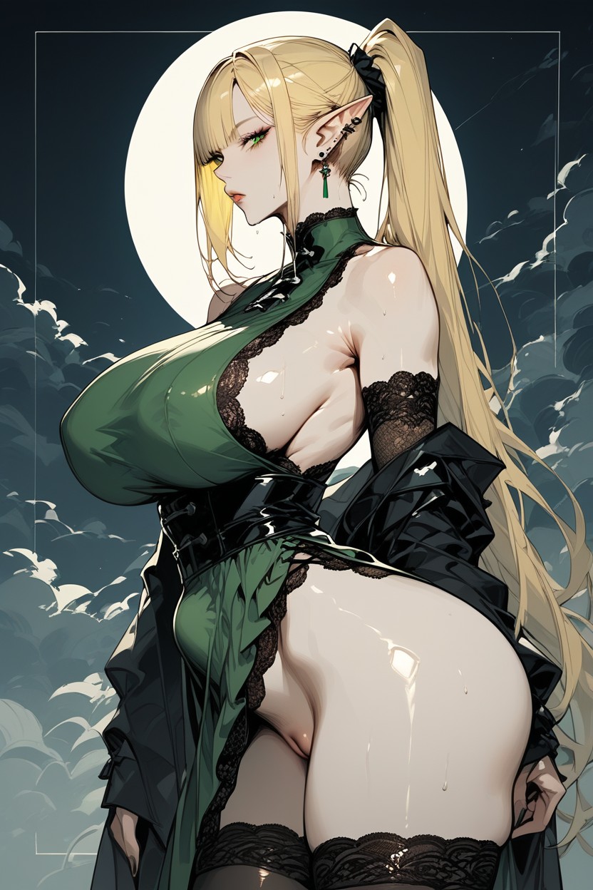 Extremely Slutty Skirt, Shaved Pussy, Elf Hentai AI Porn