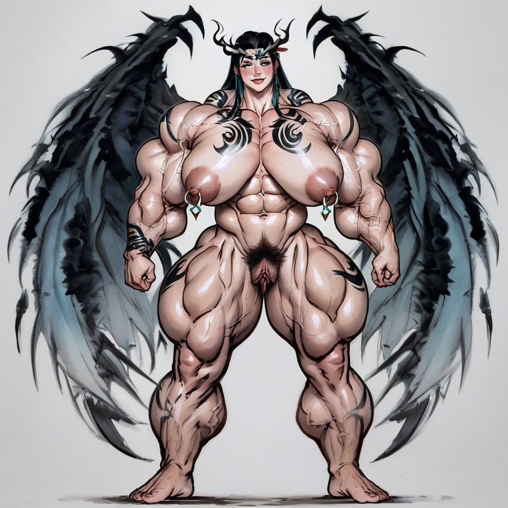Horny, Gigantic Muscular Quads, Feminine Hentai AI Porn
