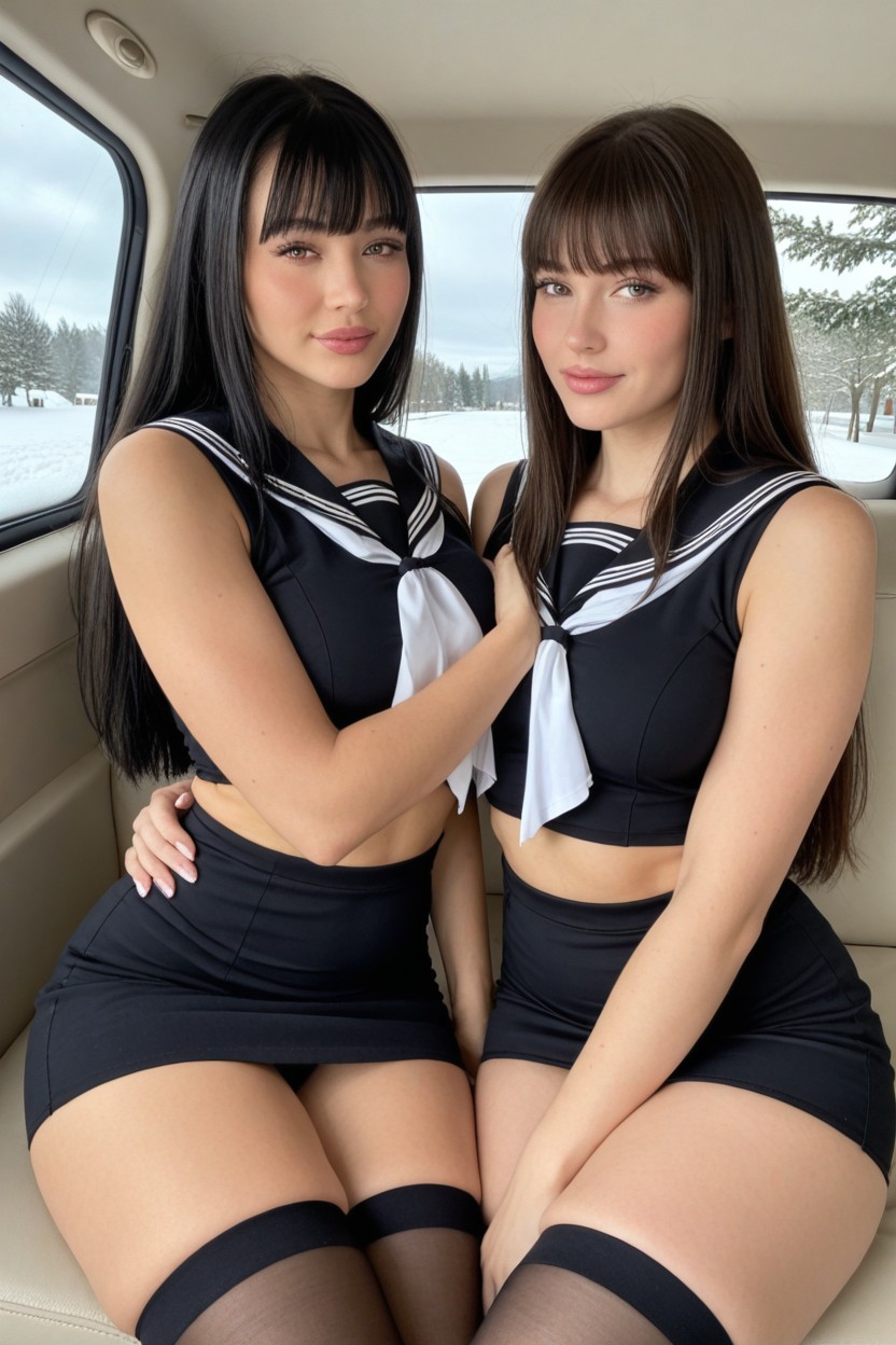 Bangs, Looking At Viewer, Culo Grande Porno IA