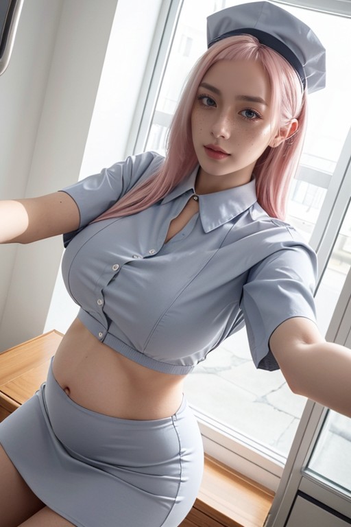 Sweaty, White Eyebrows, Oiled Skin 아시아 AI 포르노
