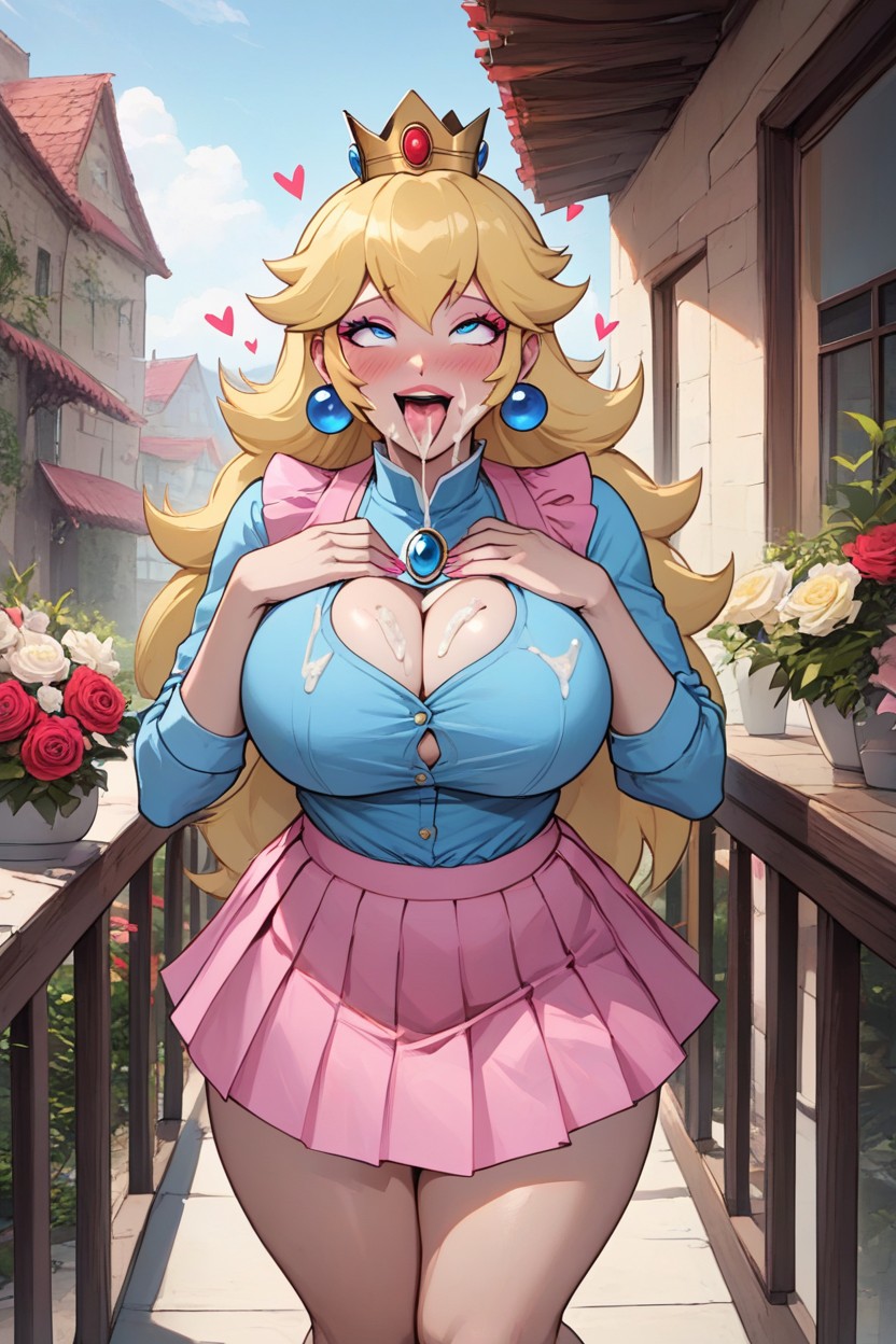 Rose Skirt, Blue Eyes, Rounded Breats AI Porn