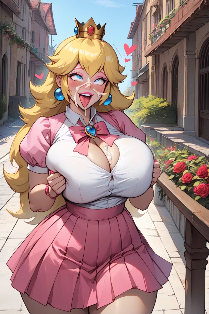 Pink Eyeshadow, Fully Clothed, Perfect Figure Body AI Porn