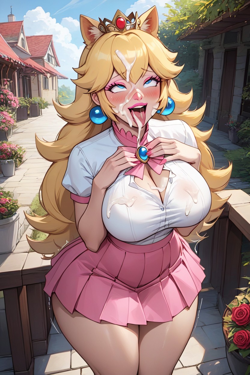 Fully Clothed, Tight Skirt, Bukakke AI Porn