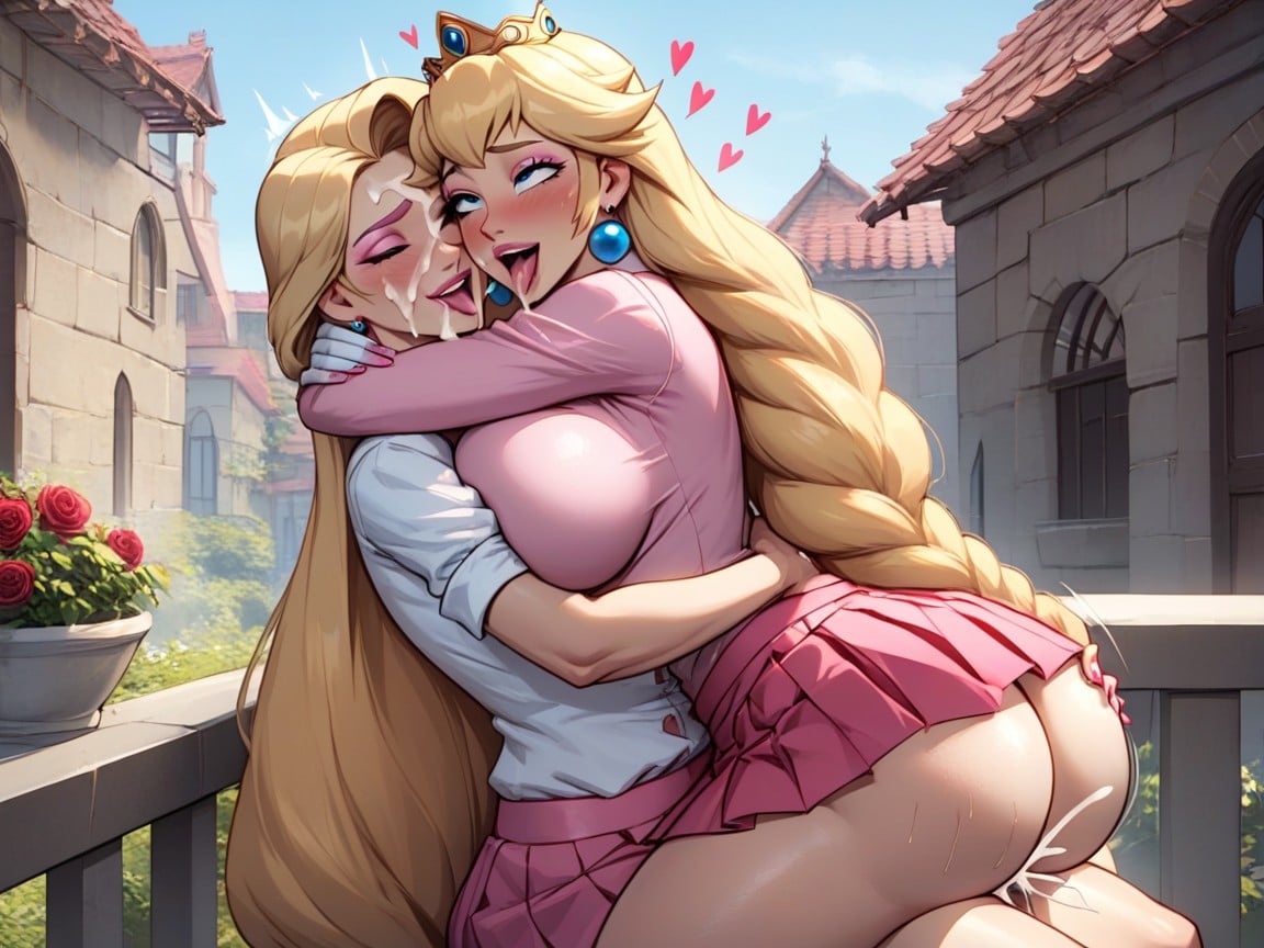 Ahegao, Touching Chest, Rounded Breats AI Porn