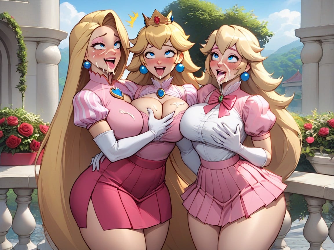 Legs Open, Princess Peach, Cum On Face AI Porn