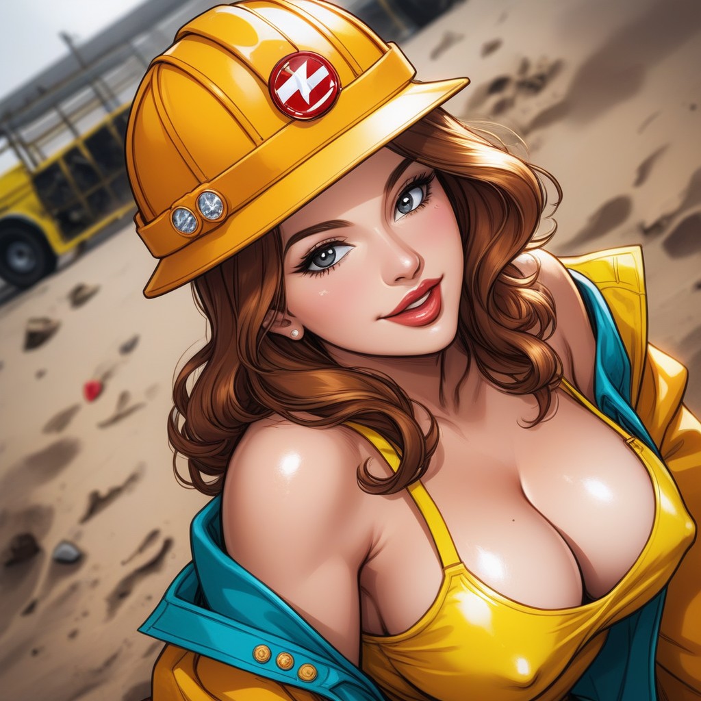 Laughing, Thick Lips, Hard Hat Hentai AI Porn