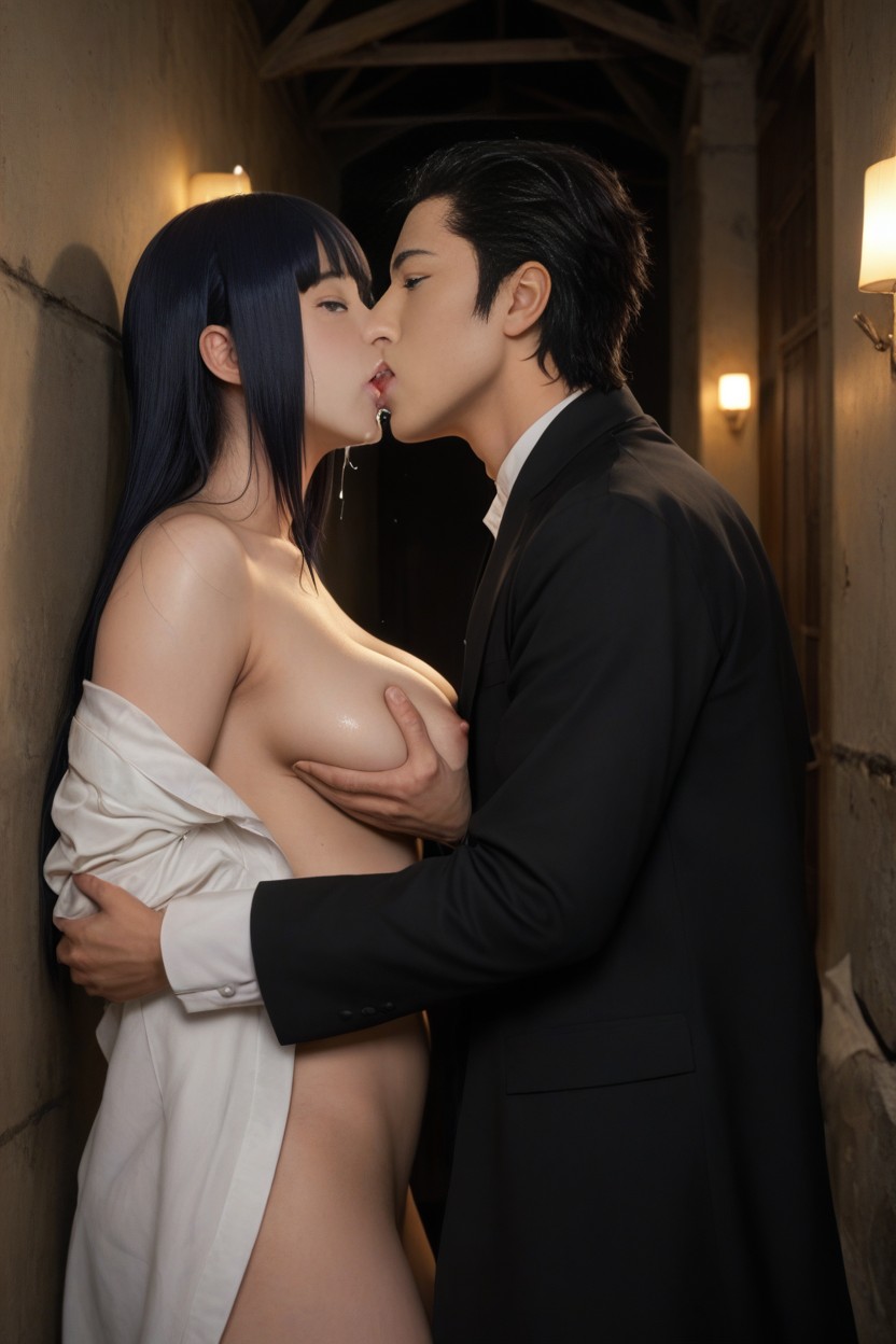 Hyuuga Hinata From Naruto, Kissing, Night AI Porn