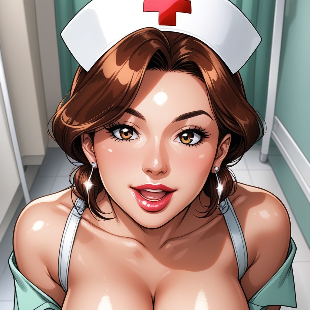 Cass Hamada Character Is A Nurse, Blurred Background, Hospital Hentai AI Porn