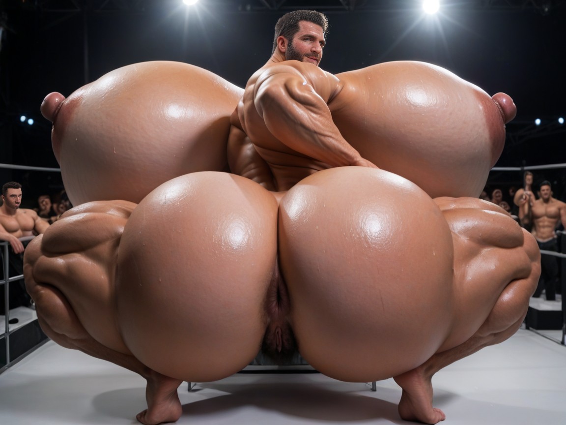 Naked, Hyper Breasts, Sweaty AI Porn
