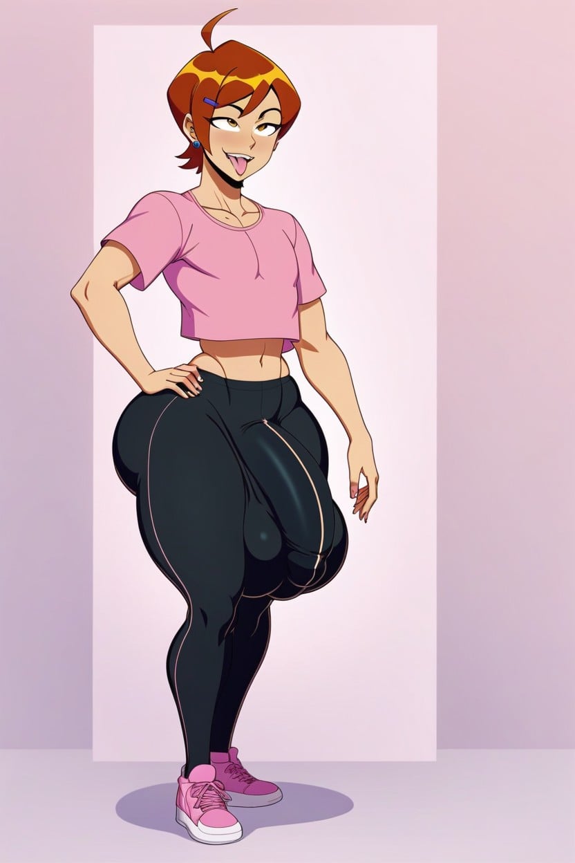 Sweaty, White Tight Yoga Pants, Ahegao Face Shemale AI Porn