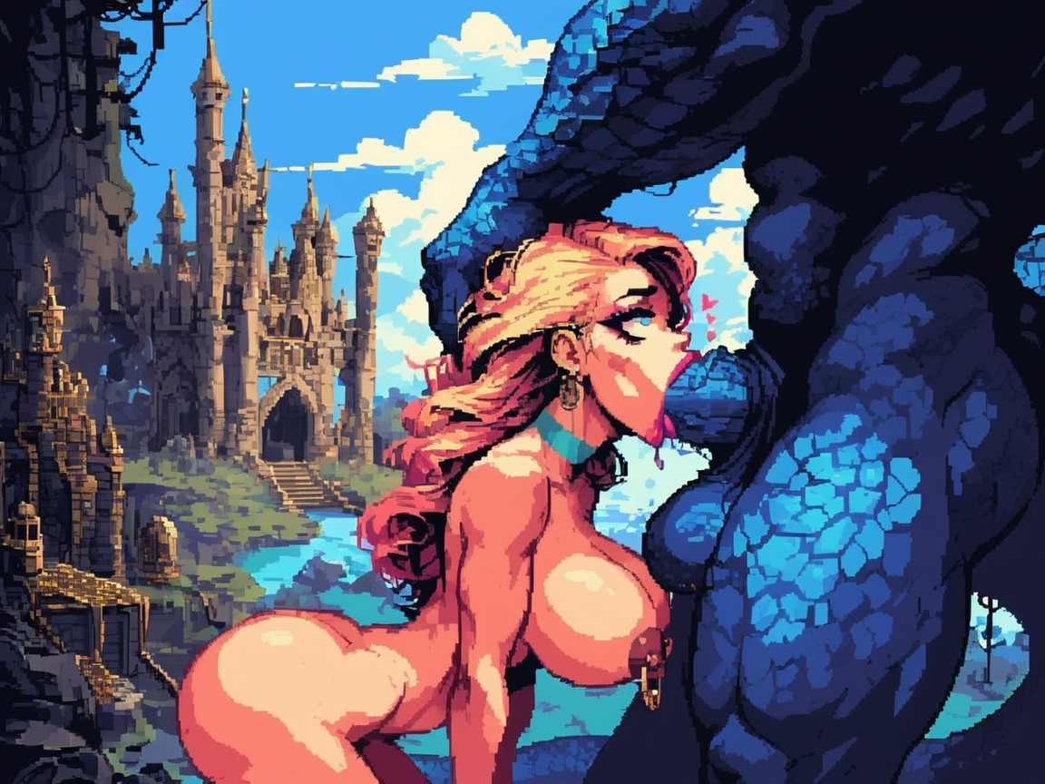 Extremely Huge Dragon, Spit Drooling From Mouth, Orgasm AI Porn