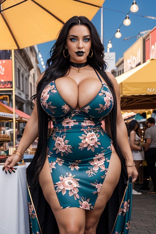 Curvy Muscular Steroid Bimbo, Steroid Freakish Muscular, Oversized Colossal Gigantic Hyper Breasts AI Porn