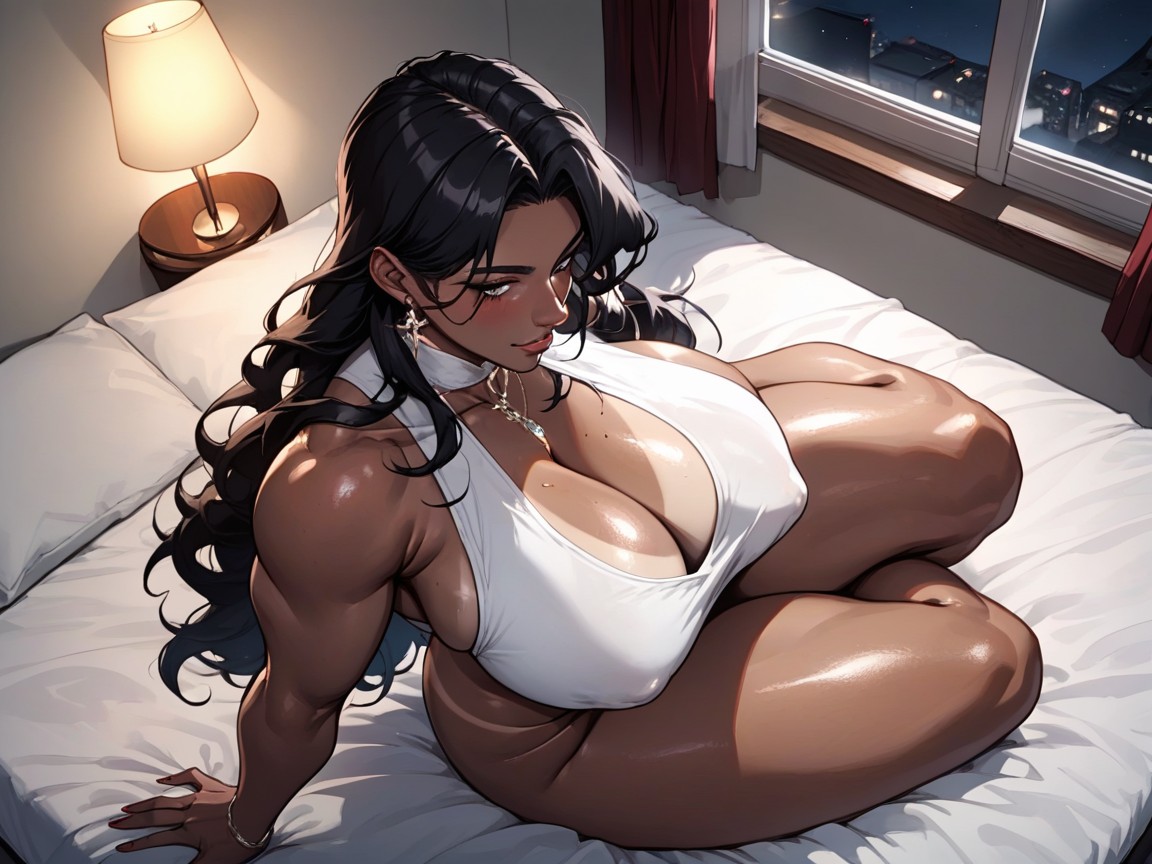 Night, Long Black Hair, Seductive AI Porn