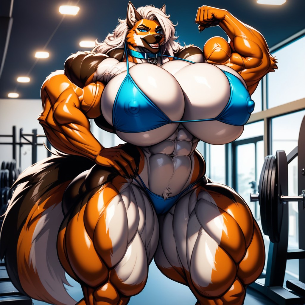 Thick Thighs, Gym, Flexing Furry AI Porn