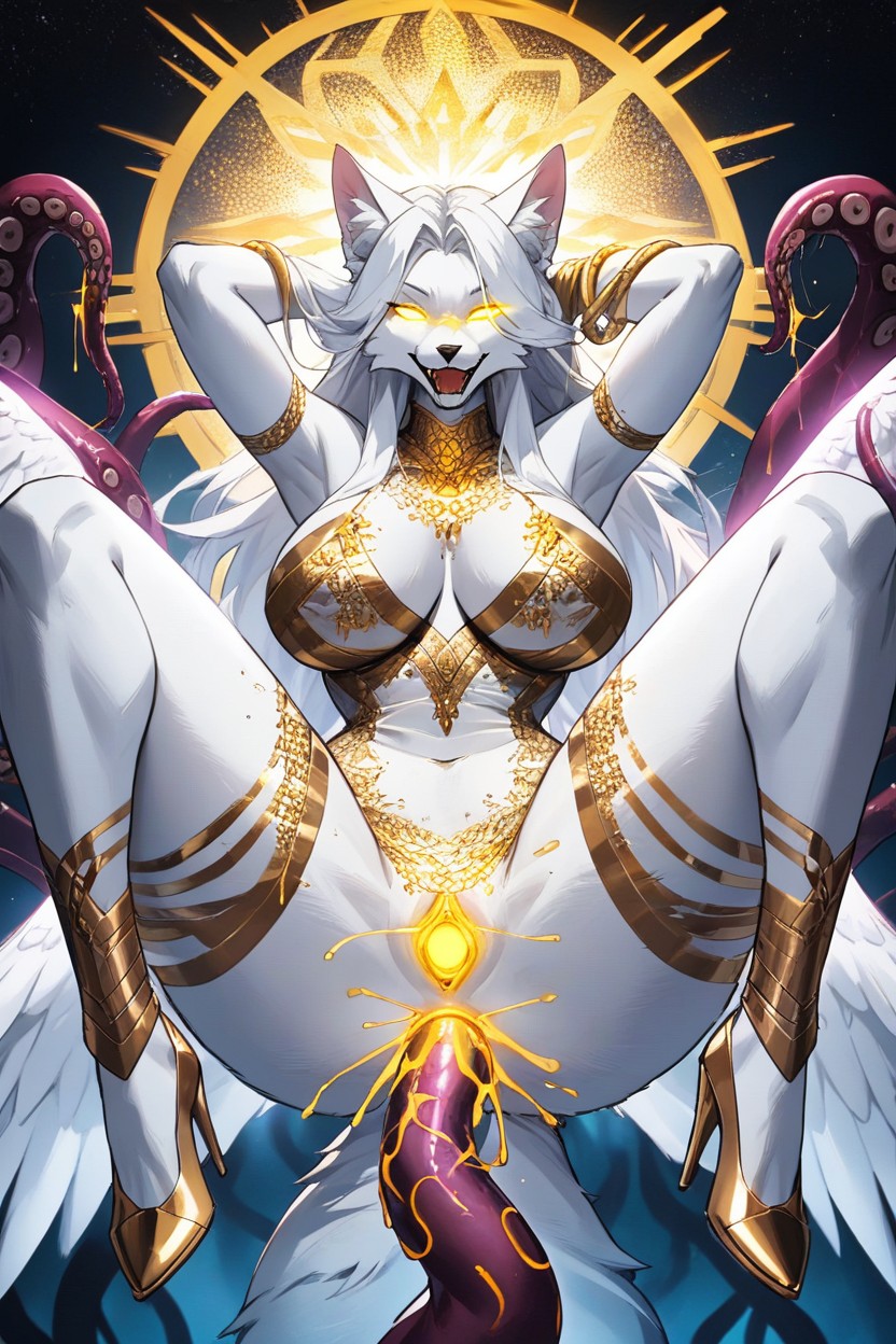 Seraphim, Cute, Soft Glowing Tentacles Furry AI Porn