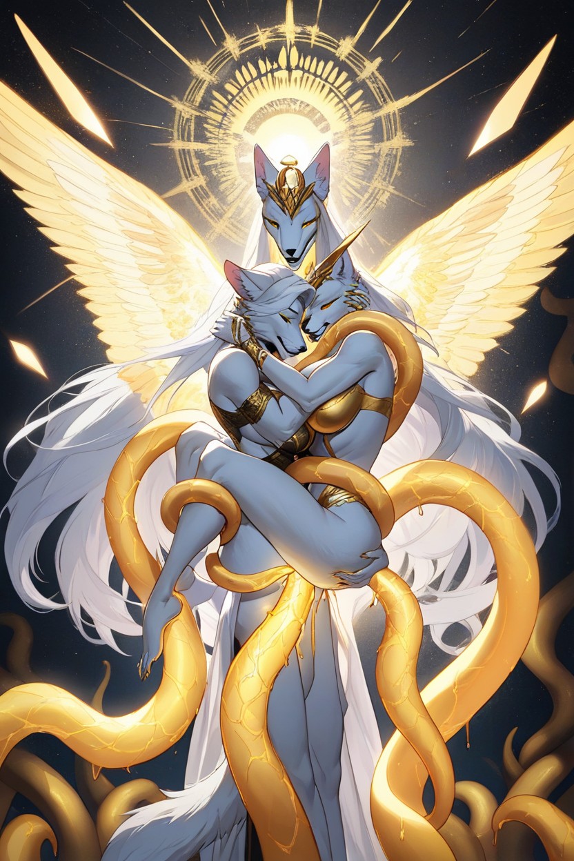Glowing Aura, Soft Glowing Tentacles, Sexy Furry AI Porn
