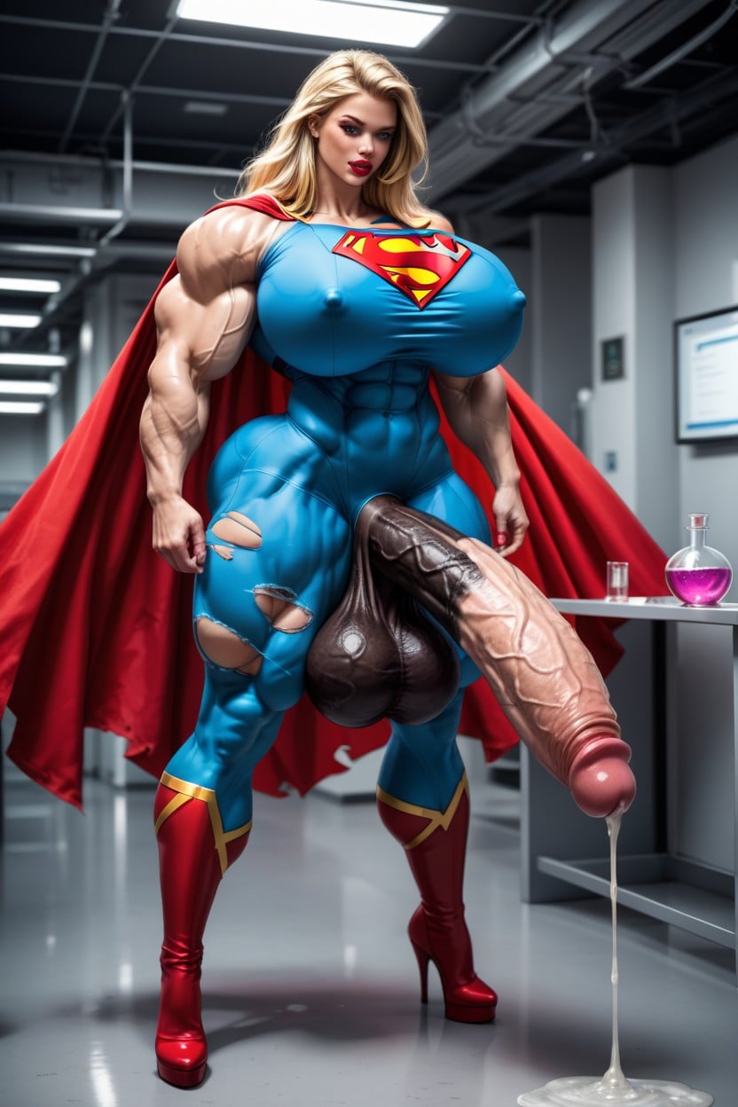 Laboratory, Standing, Gigantic Biceps Shemale AI Porn