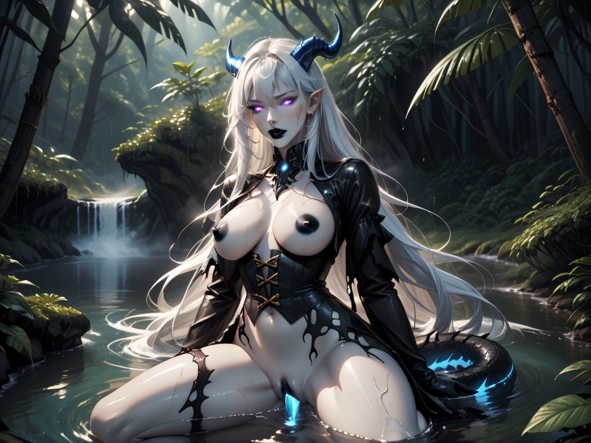 Jungle Blackground, Kneeling, Skinny Furry AI Porn