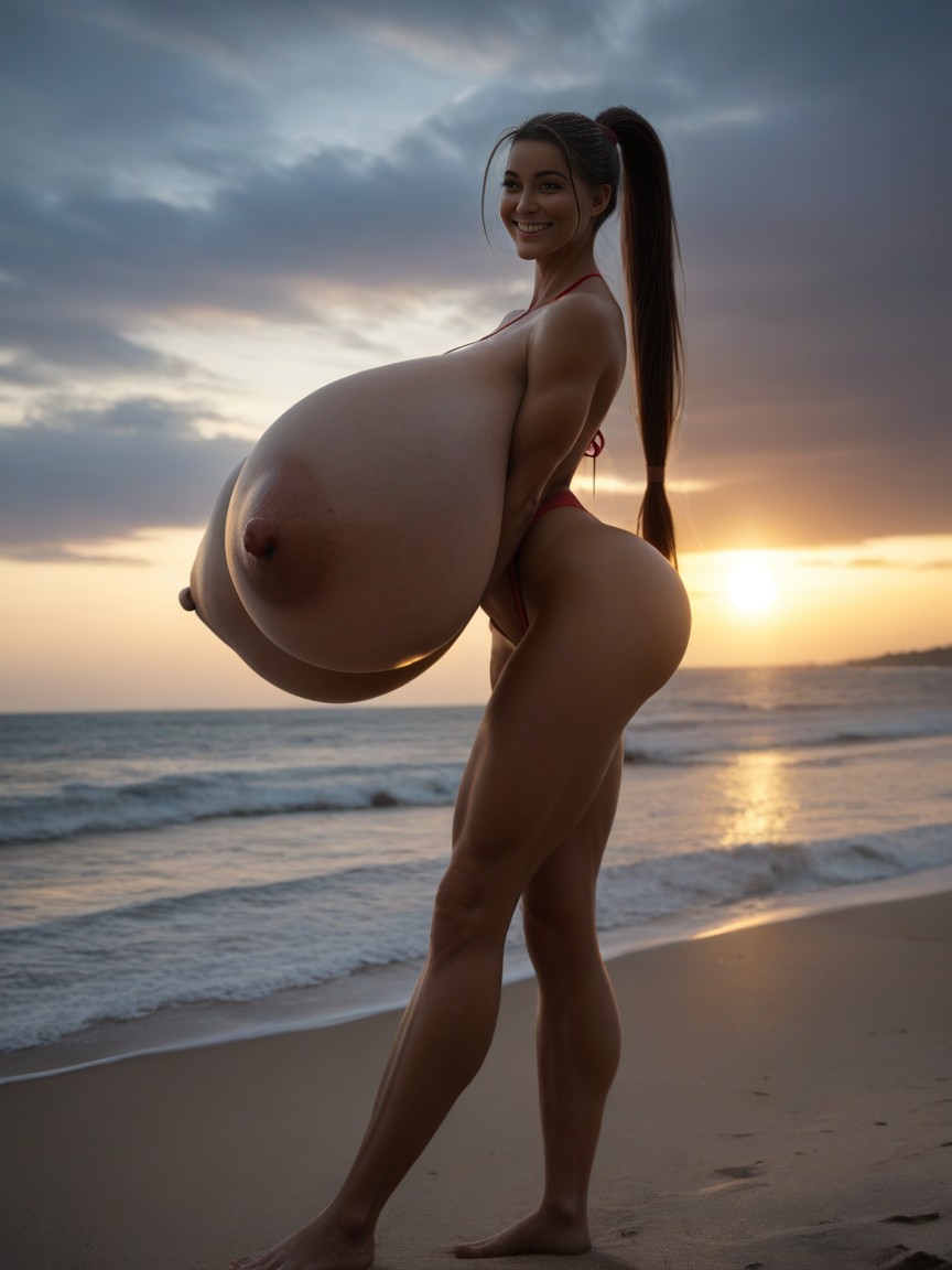 Natural Tones, Smiling, Side View AI Porn