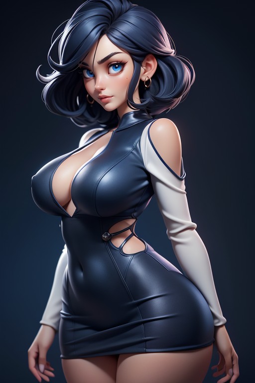 Sexy Serious Expression, Side View, Thick Hentai AI Porn
