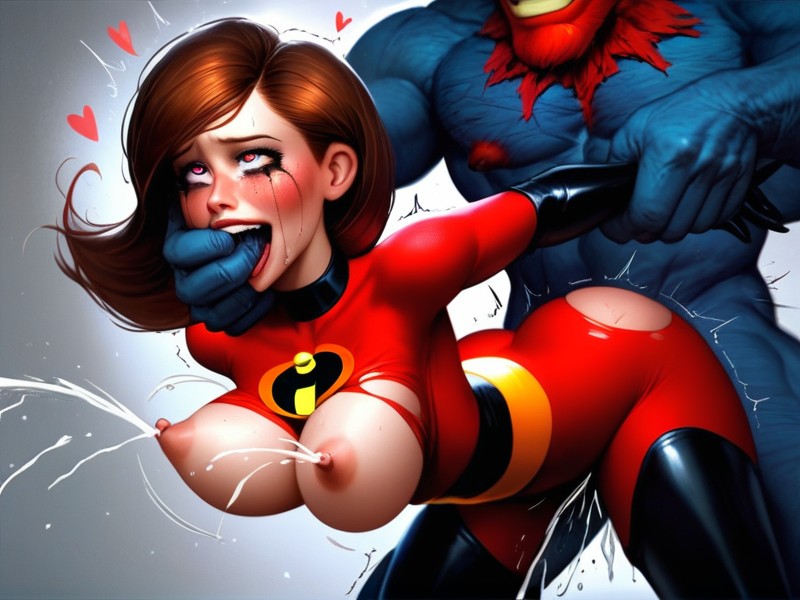 Helen Parr From Incredibles, Pet Collar, Nipple Exposed AI Porn