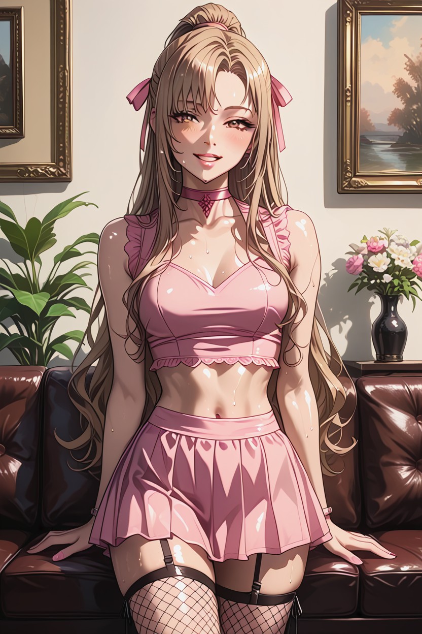 Eager Horny Expression, Knee Fishnets, Drool Hentai AI Porn