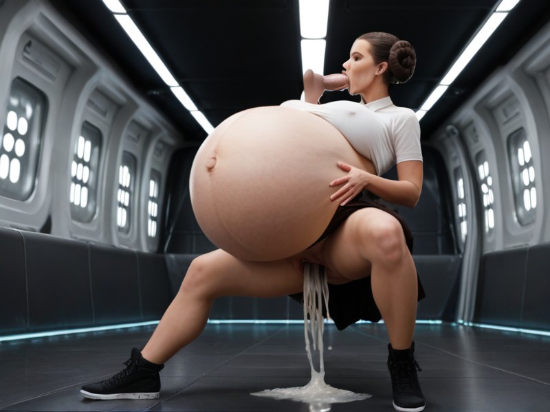 Pregnant Belly Ready To Pop, Pregnant Belly Rapidly Increasing In Size, Full Body AI Porn