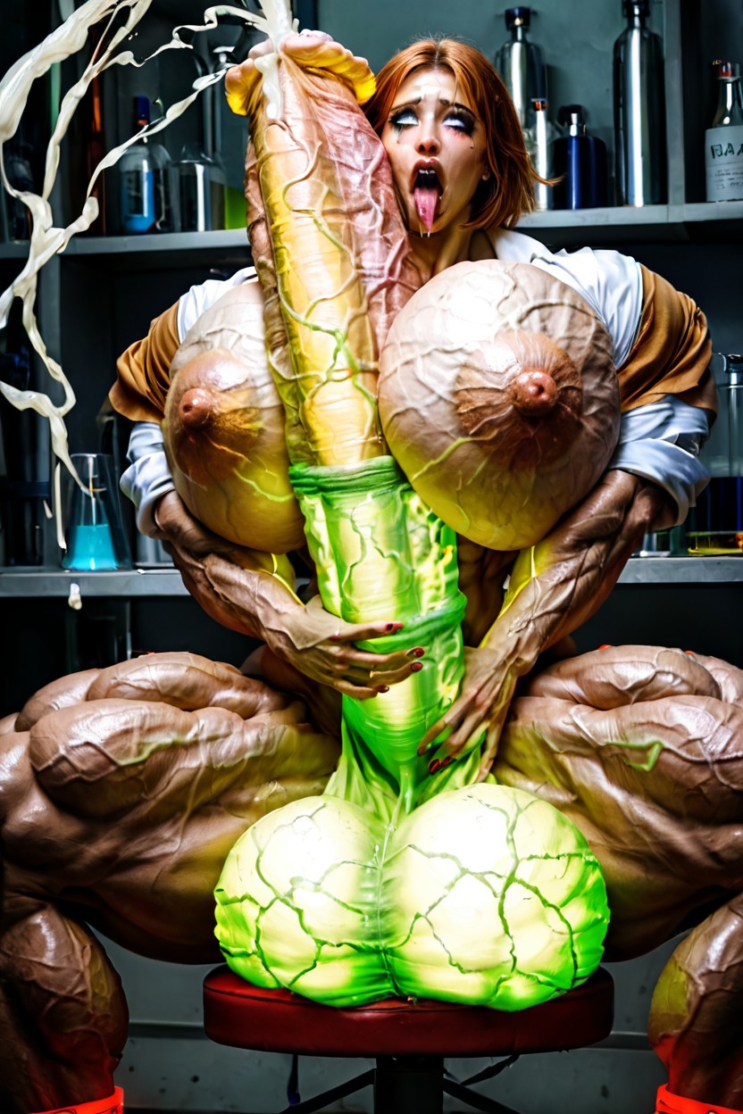 Gigantic Radioactive Horsetesticles, Glowing Eyes, Radioactive Glowing Muscles Shemale AI Porn