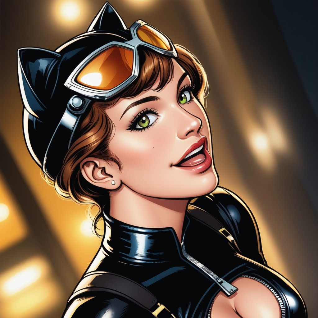 Catsuit, High Angle, Head Tilted To Side Hentai AI Porn