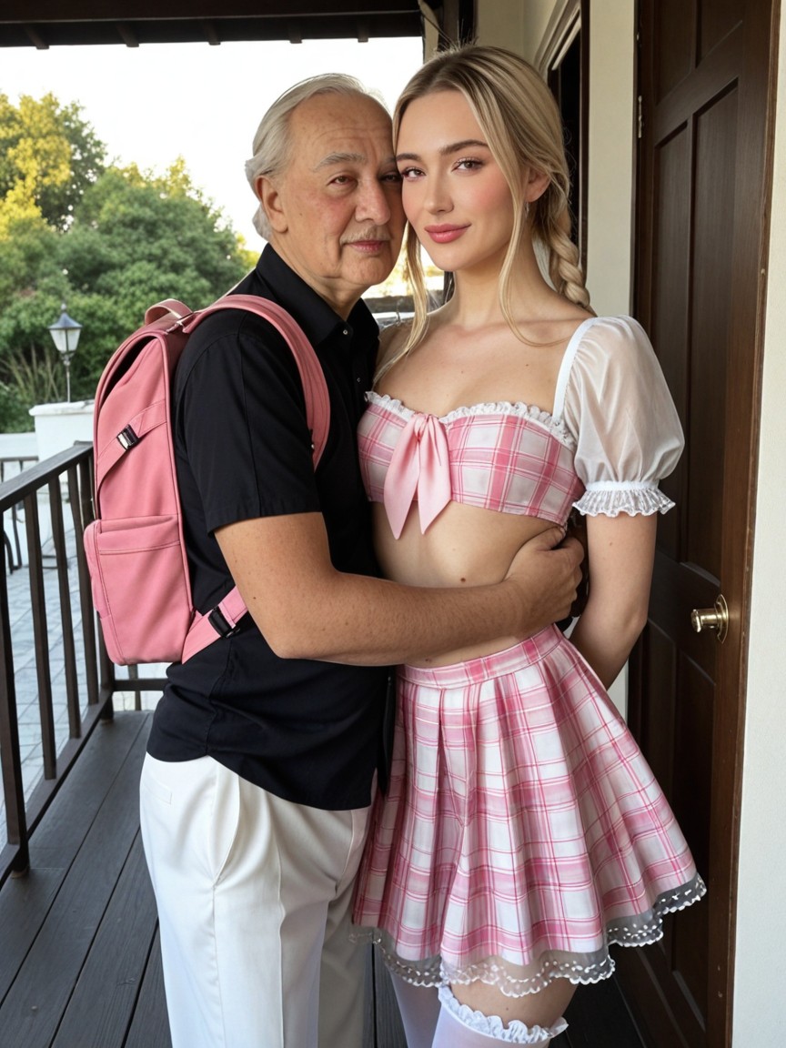 Ruffled Ultra Crisp Pink Plaid Tutu, Volumetric, Dynamic View AI Porn