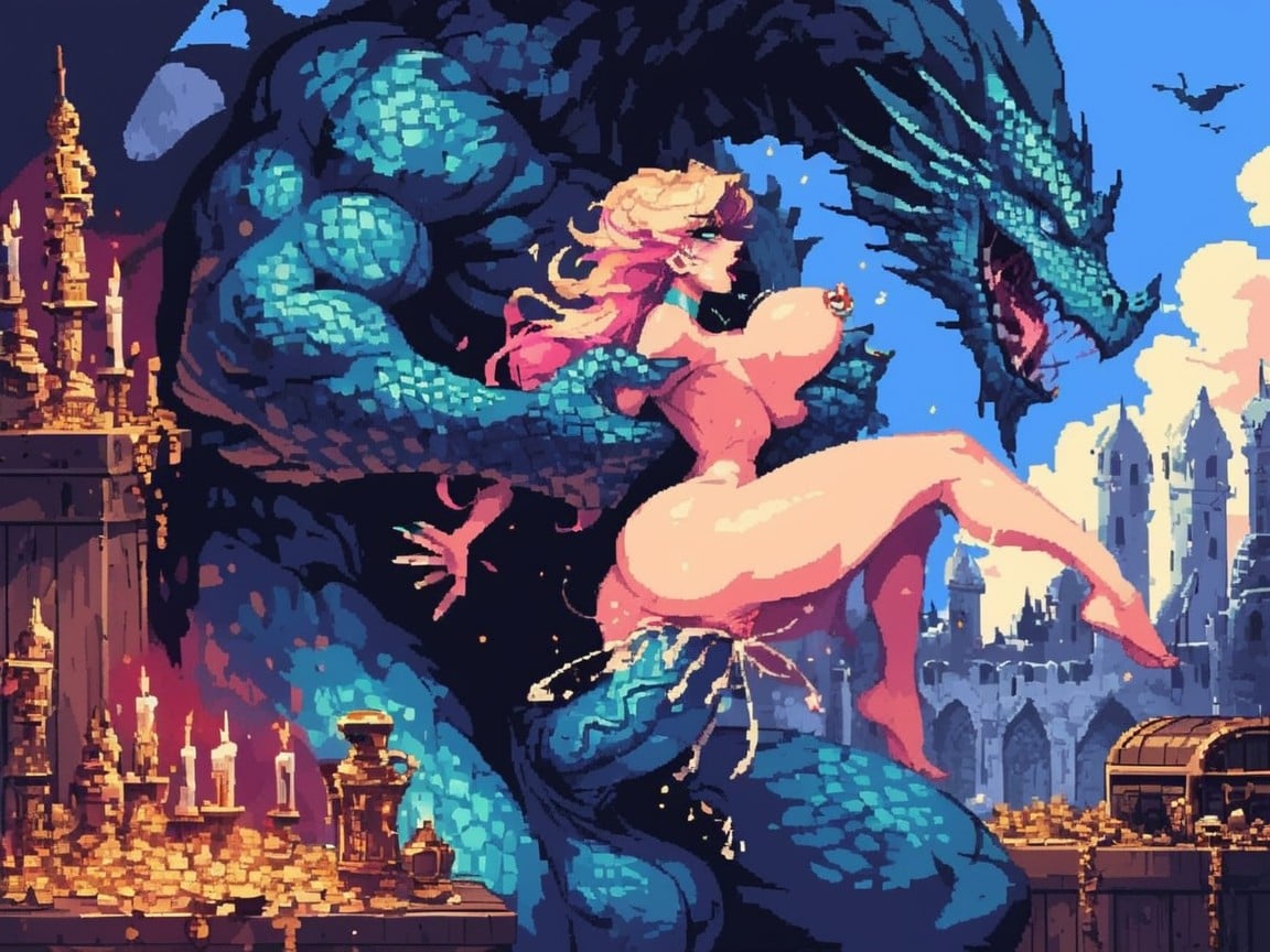 Squishy Breasts, Fit Body, Extremely Huge Dragon Cock Between Tits AI Porn