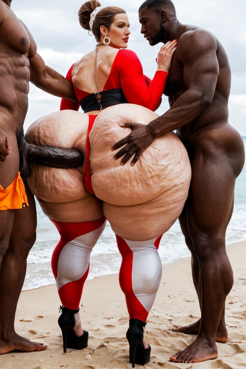 Hugging From Behind, Interracial, Above Ass AI Porn